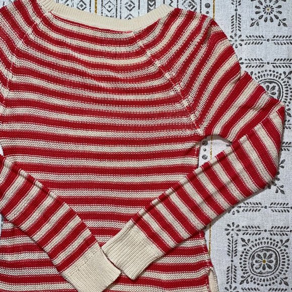 Roxy Medium Women's Striped Pink & White Sweater - Picture 10 of 13